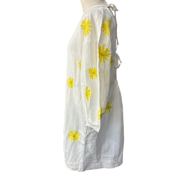 Something Navy White Daisy Linen blend Mini Dress Size Small - Picture 4 of 14